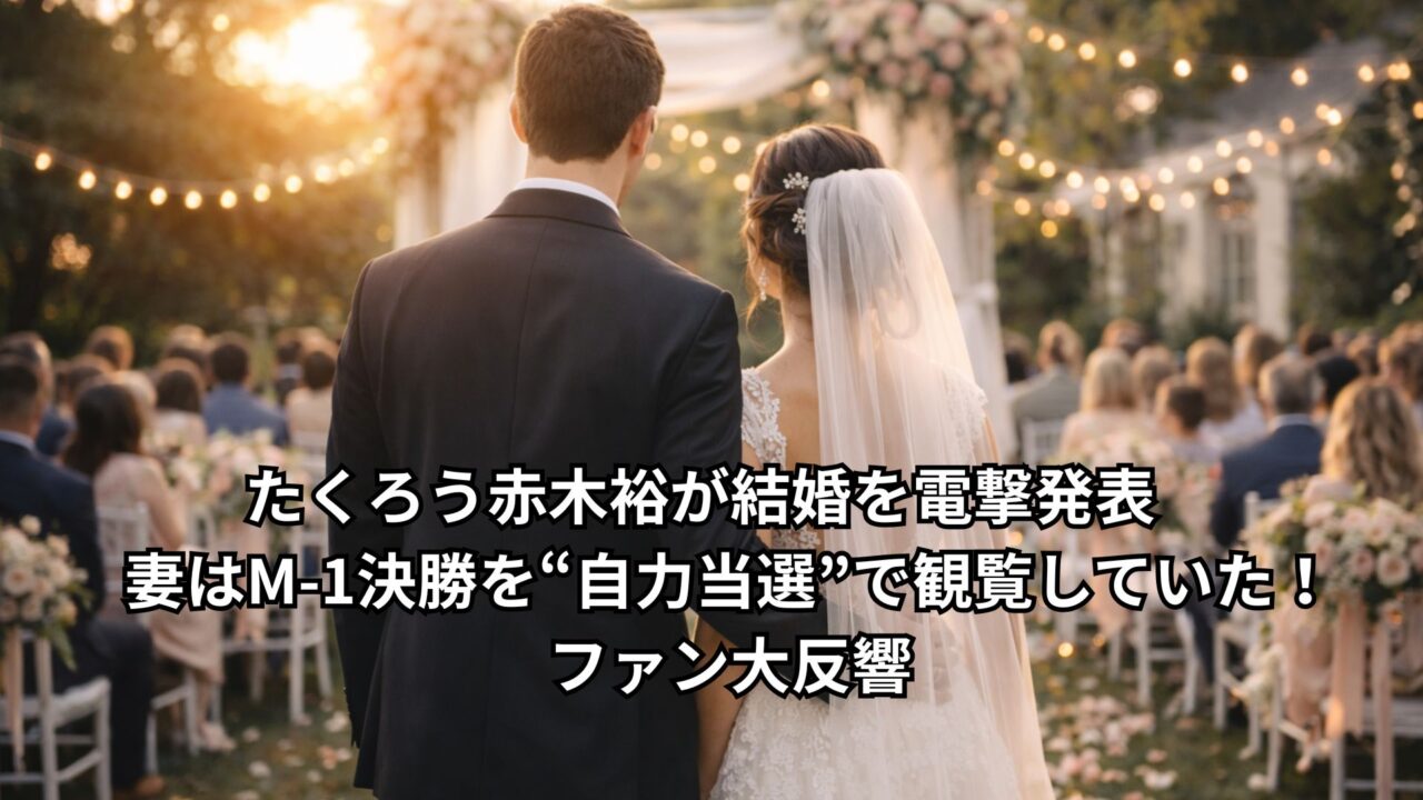 たくろう赤木裕が結婚を電撃発表　妻はM-1決勝を“自力当選”で観覧していた！ファン大反響